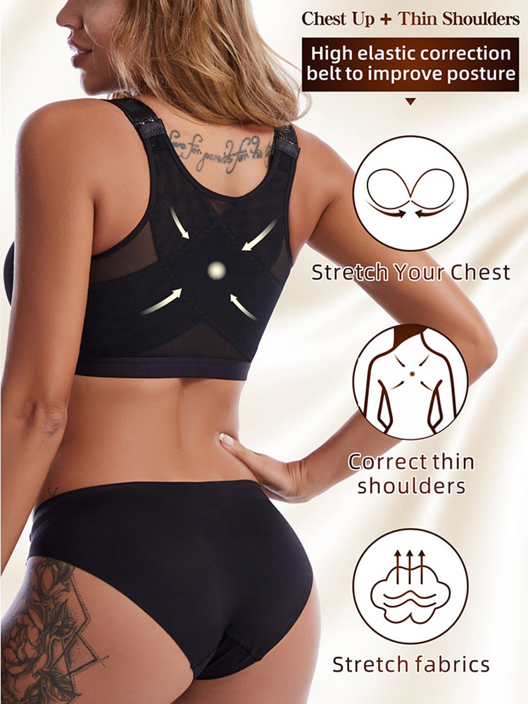 Front Closure Sports/ Yoga Bra with Adjustable Shoulder Straps