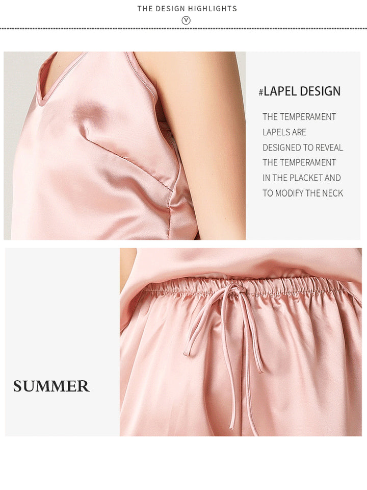 Women's V-Neck Satin Sleep Camisole Sexy Pajama Sets