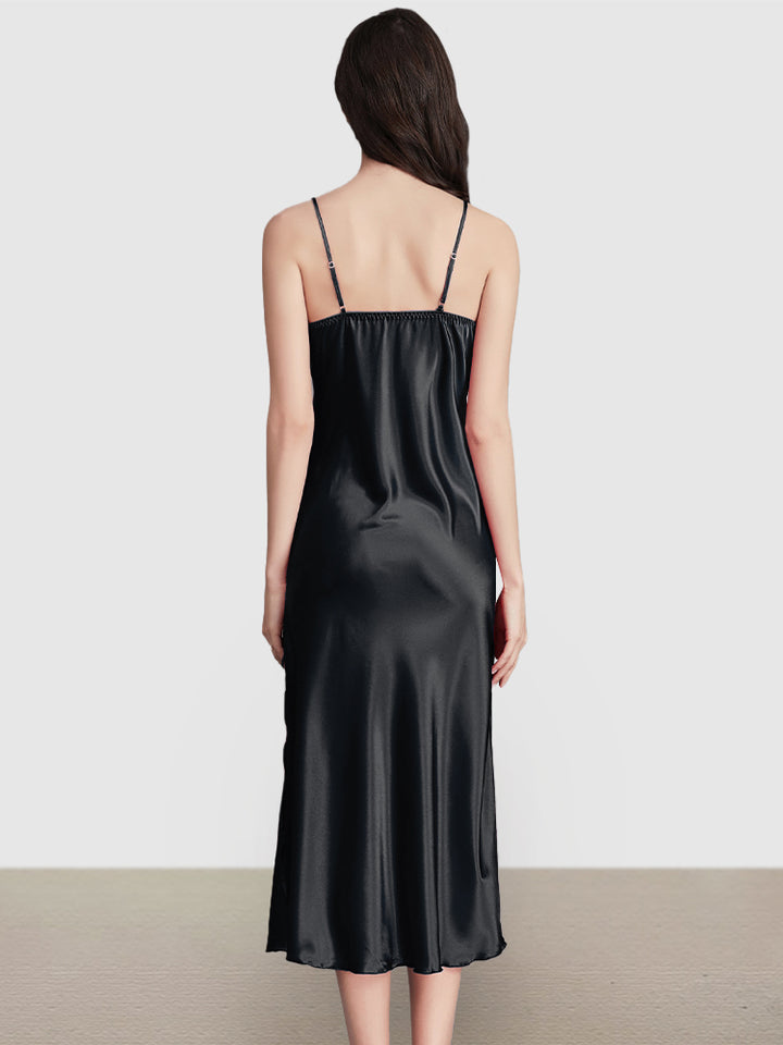 Sexy Sleeveless Satin Nightgowns Loungewears Midi Dresses
