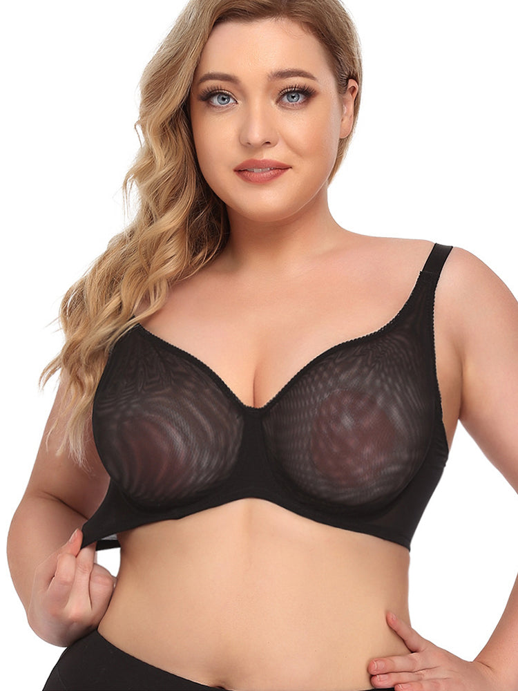 Sexy Ultra-thin Mesh Non-padded Full Coverage Bra