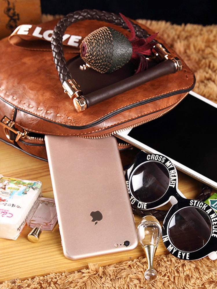 Vintage Tassel Leather Round Shape Handbags Crossbody Shoulder Bag
