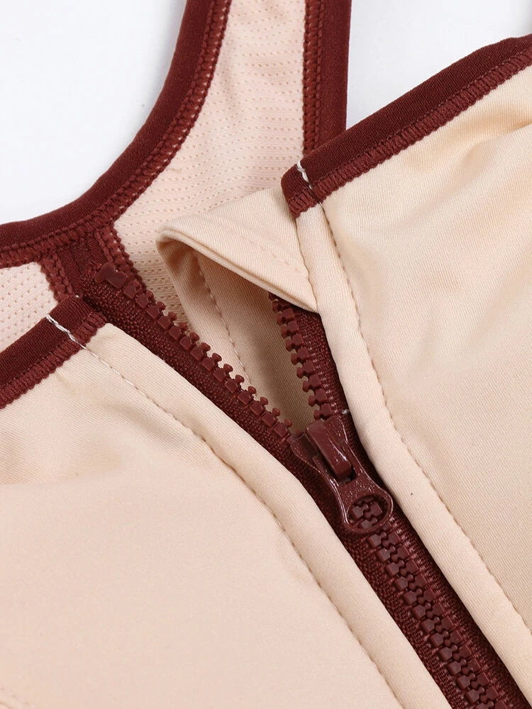 Women's Front Zipper Wireless Criss Cross Back Bras