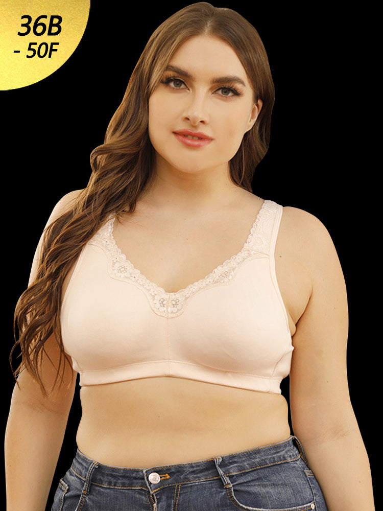 Full Figure Lace Cotton Wirefree Bra