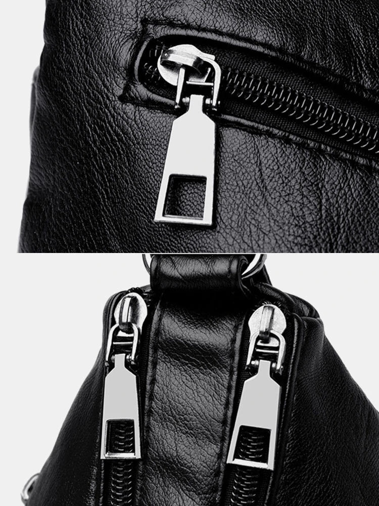 Women Vintage Anti-theft Multi-pocket PU Leather Crossbody Bag Shoulder Bag