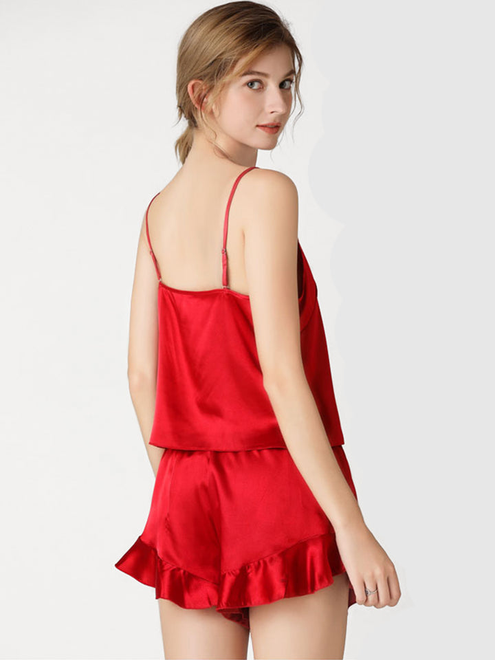 Women's V-Neck Satin Sleep Camisole Sexy Pajama Sets