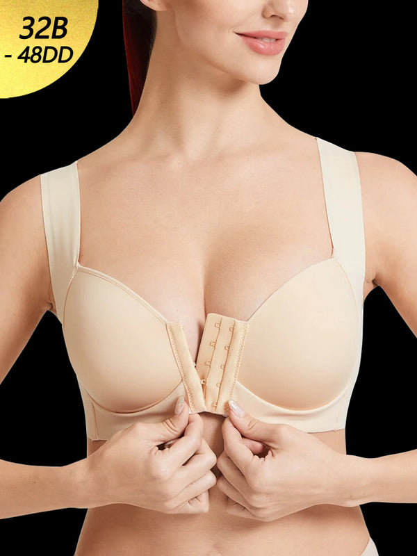 Seamless Front Closure Wire-free Push Up Bra