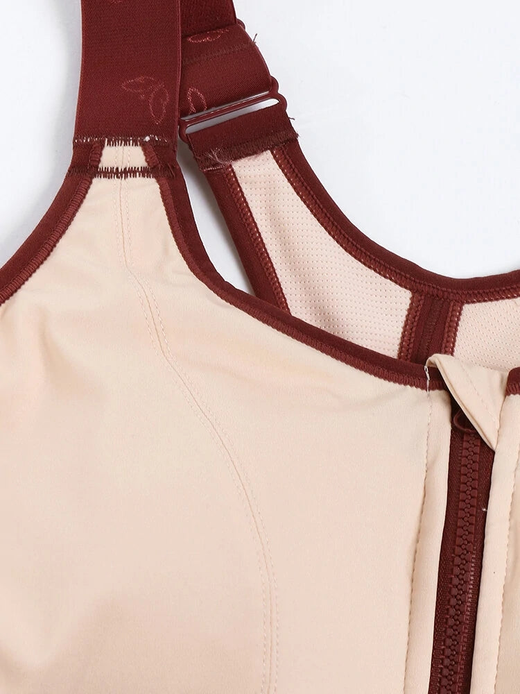 Women's Front Zipper Wireless Criss Cross Back Bras