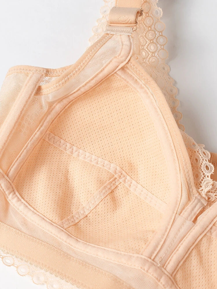 Women Floral Lace Wireless Lightly Lined Bra