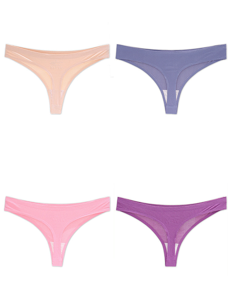 4-Pack Women's Sexy Seamless Invisible Thongs Panties