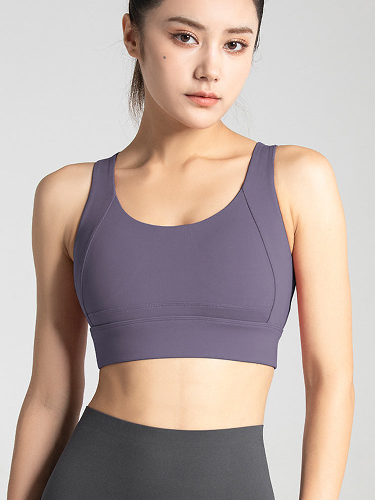 Strappy Sports Bra Crisscross Back Medium Support Yoga Bra