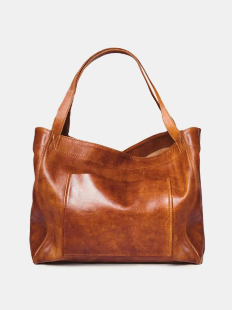 Ladies Vintage PU Leather Handbag Tote Soft Oversized Shoulder Bag