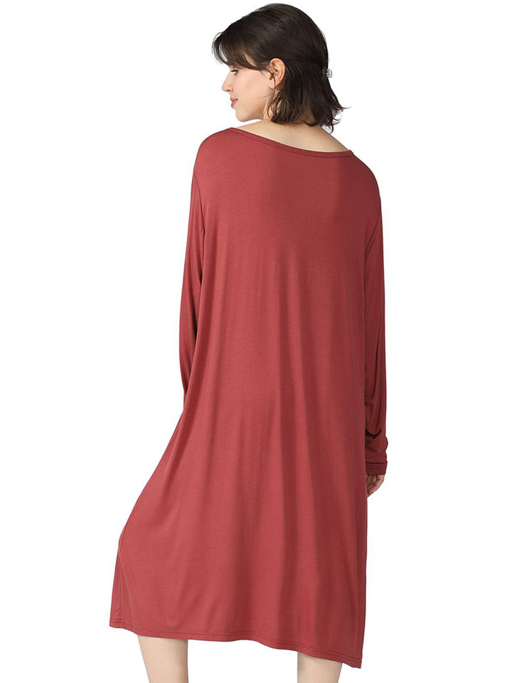 Plus Size Casual Nightgown Midi Loungewear Sleepwear