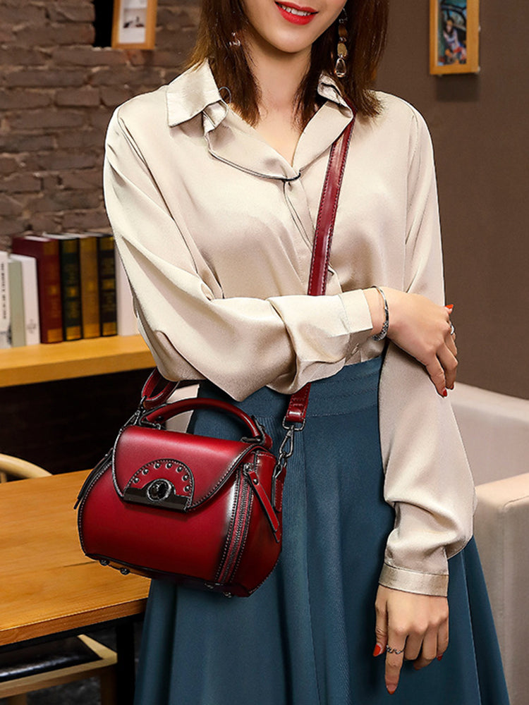 Women's Vintage Solid Color Soft Crossbody Purse Satchal Handbag
