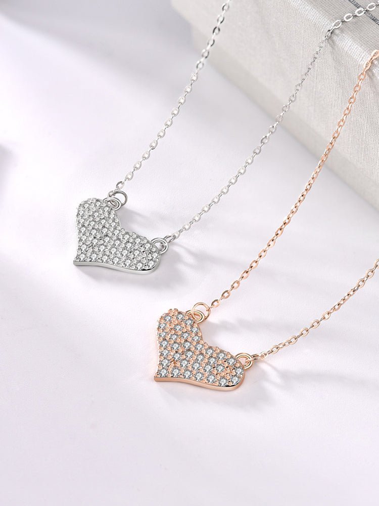 Diamond Cluster Heart Pendant Necklace