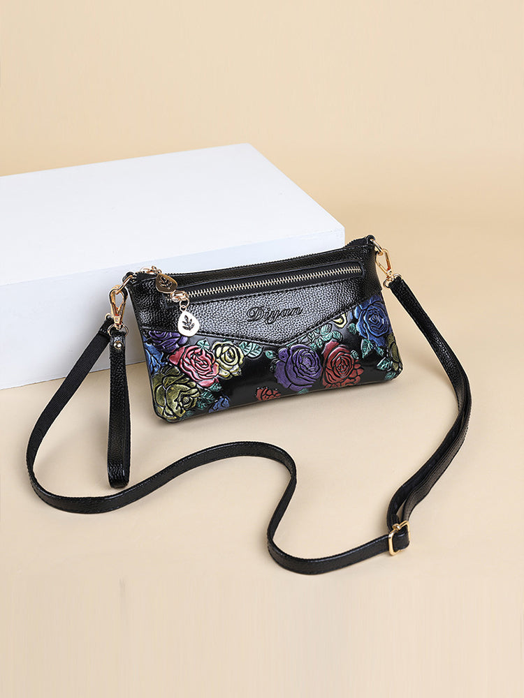 Women's PU Leather Floral Wallet Ladies Clutch Purse