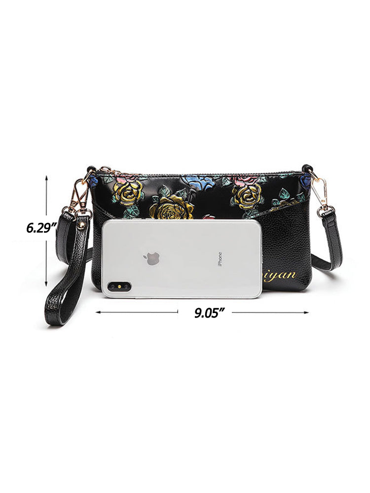 Women's PU Leather Floral Wallet Ladies Clutch Purse
