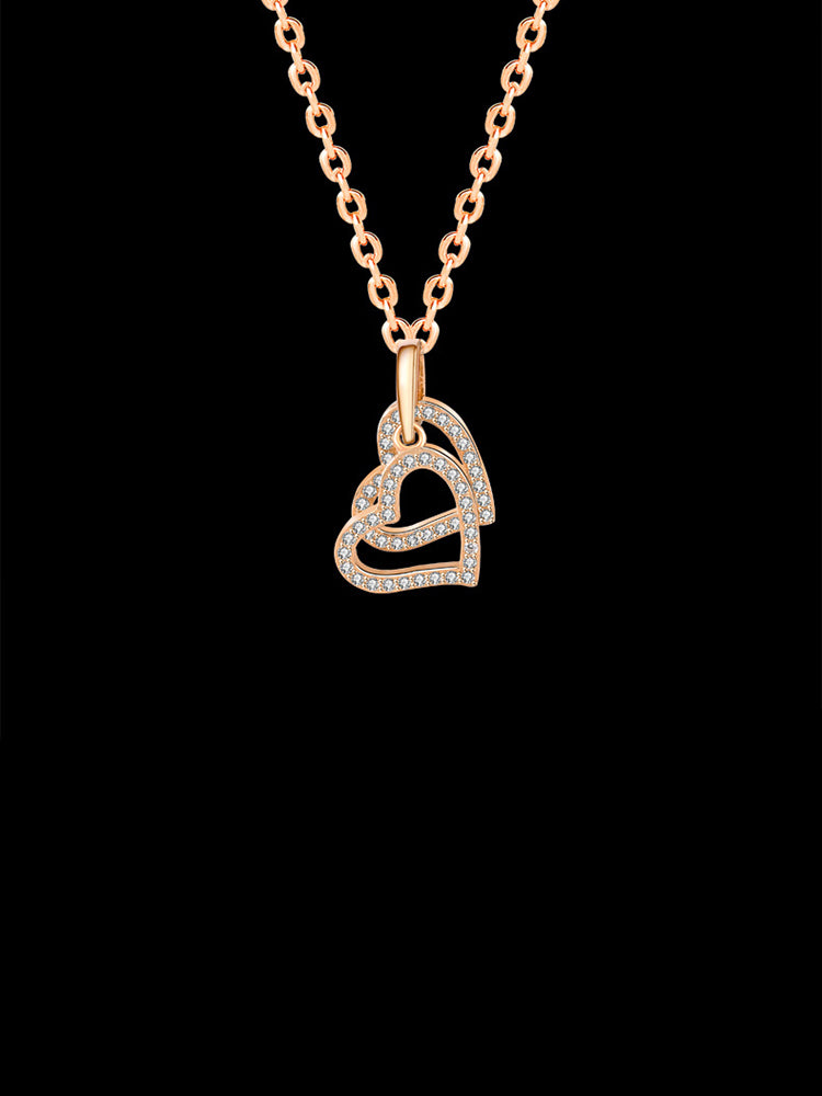 2 Hearts Interlock Pendant Necklace