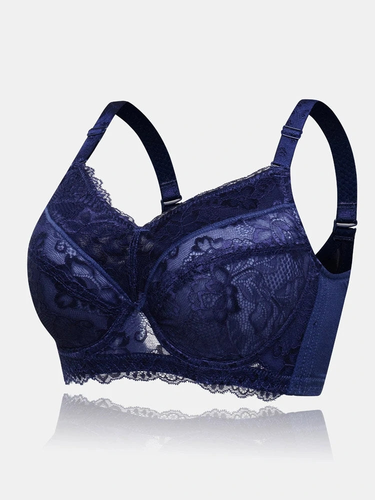 Breathable Lace Full Coverage Soft Wire Support Bra