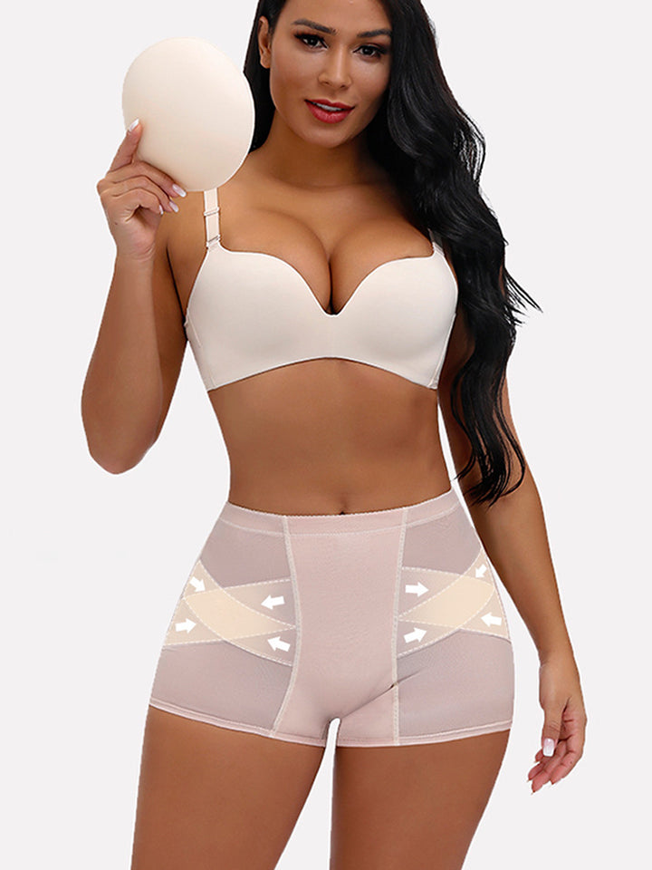Breathable Lace Seamless Padded Hip Enhancer Boyshort