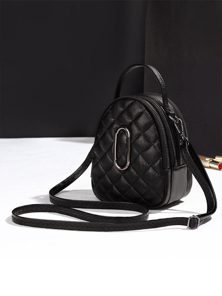 Small Crossbody Bags Diamond Pattern Shoulder Bag with Earphone Hole