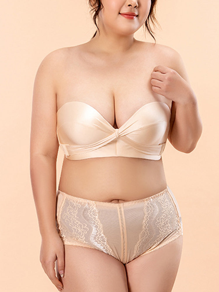 Seamless Push Up No-slip Half Cup Strapless Bra