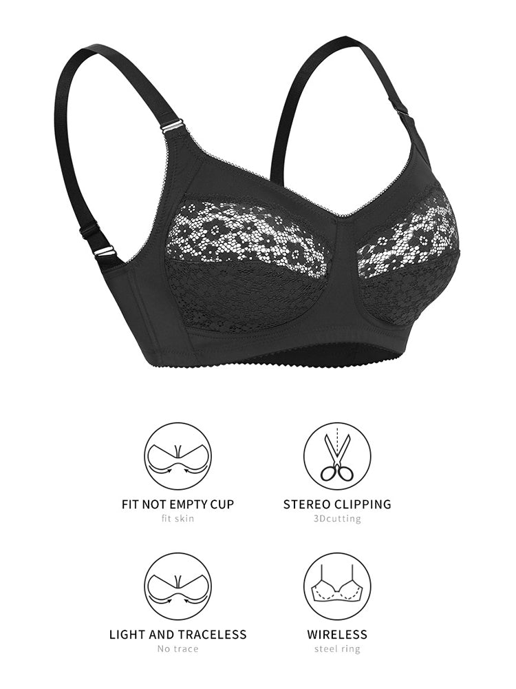 Breathable Floral Lace Cozy Wireless Bra
