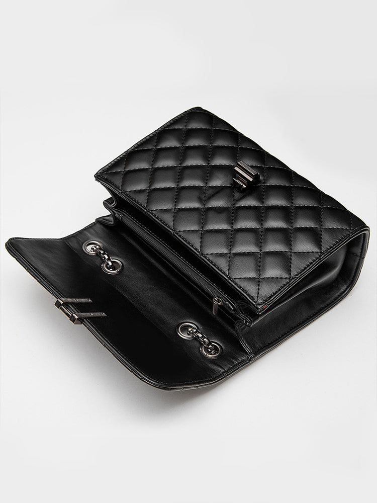 Women's Diamond Pattern PU Chain Straps Shoulder Bags