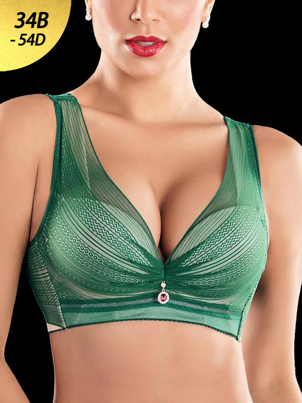 Sexy Deep Plunge Wide Straps Comfort Wireless Bra