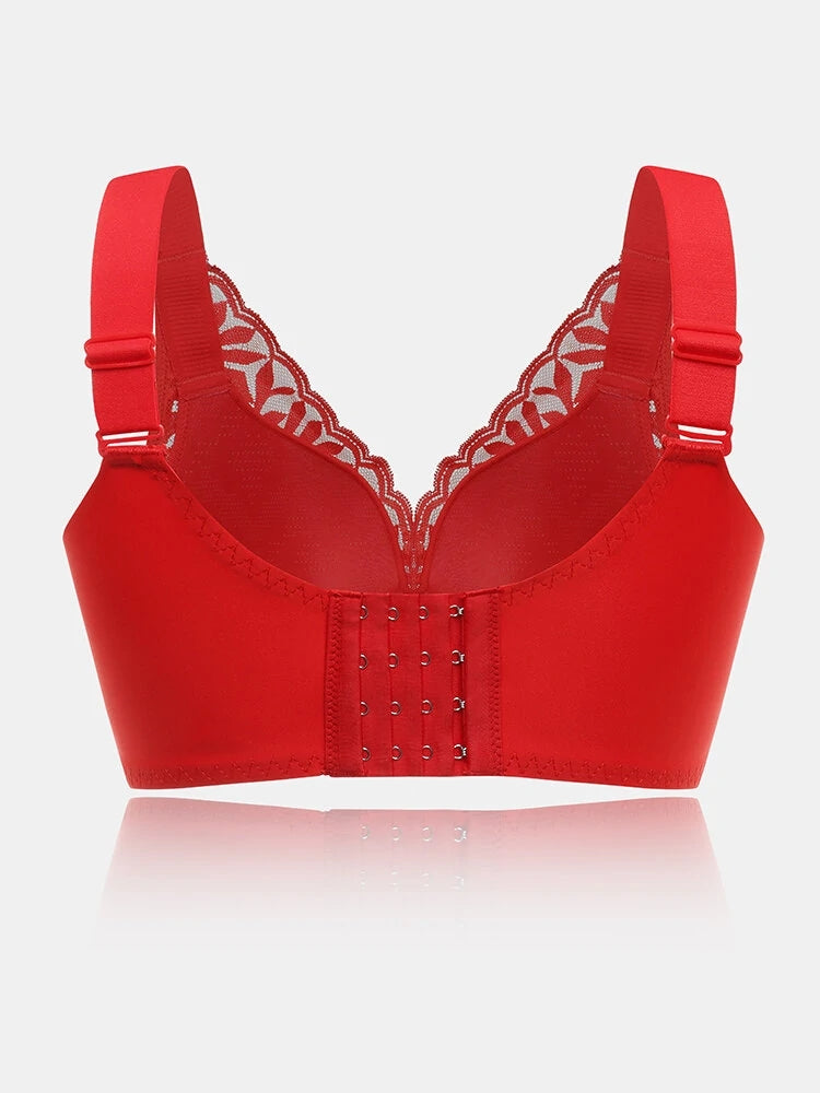 Women Lace Floral Trim Wireless Comfy Thin Bras