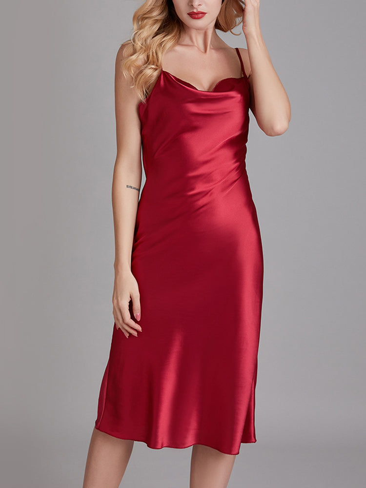 Silky Satin Nightie Slip Dress Backless Lingerie for Women