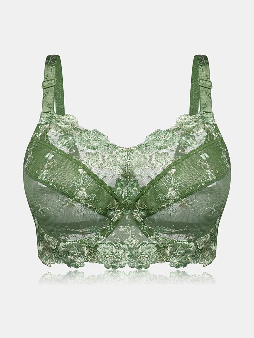 Embroidery Floral Sexy See Through Sheer Push Up Bras