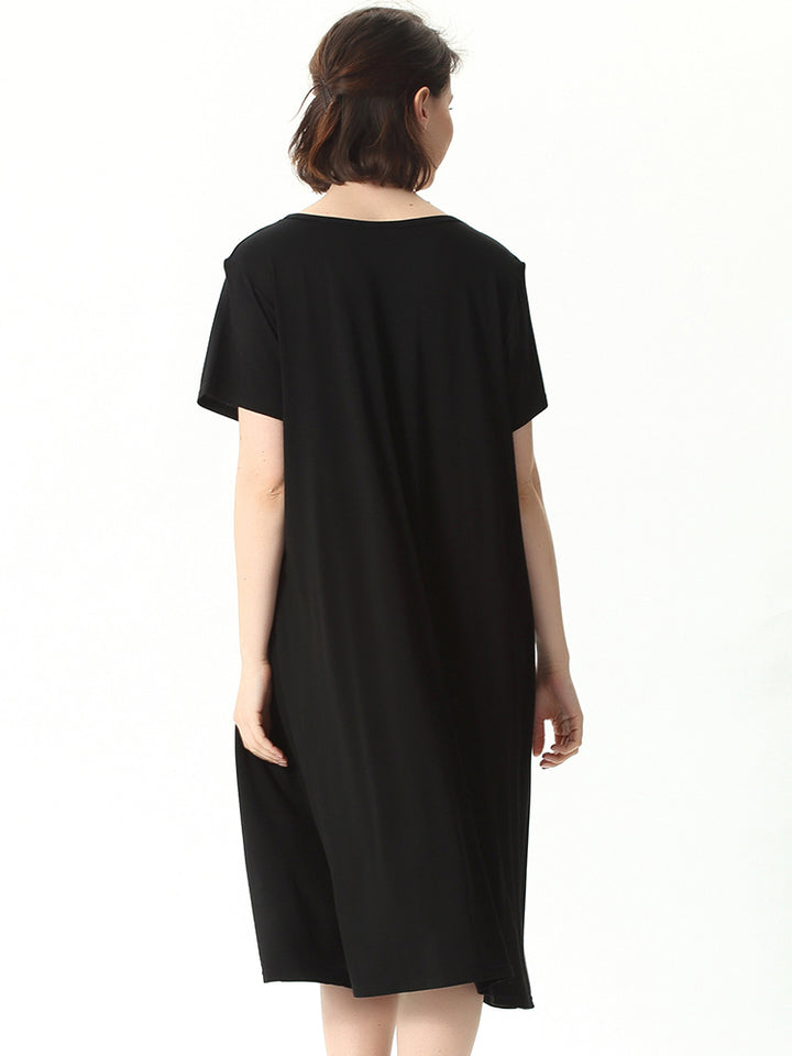 Plus Size Casual Nightgown Midi Loungewear Sleepwear
