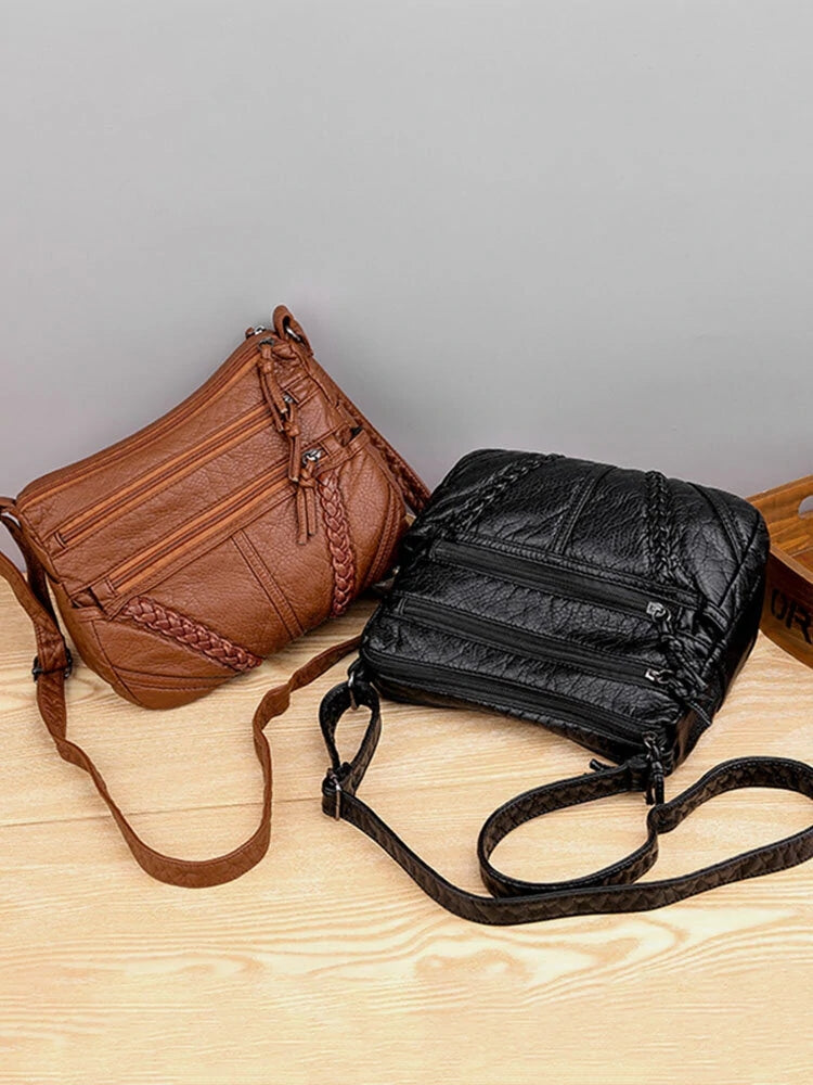 Women Multi-pocket Middle-aged Vintage Crossbody Bag