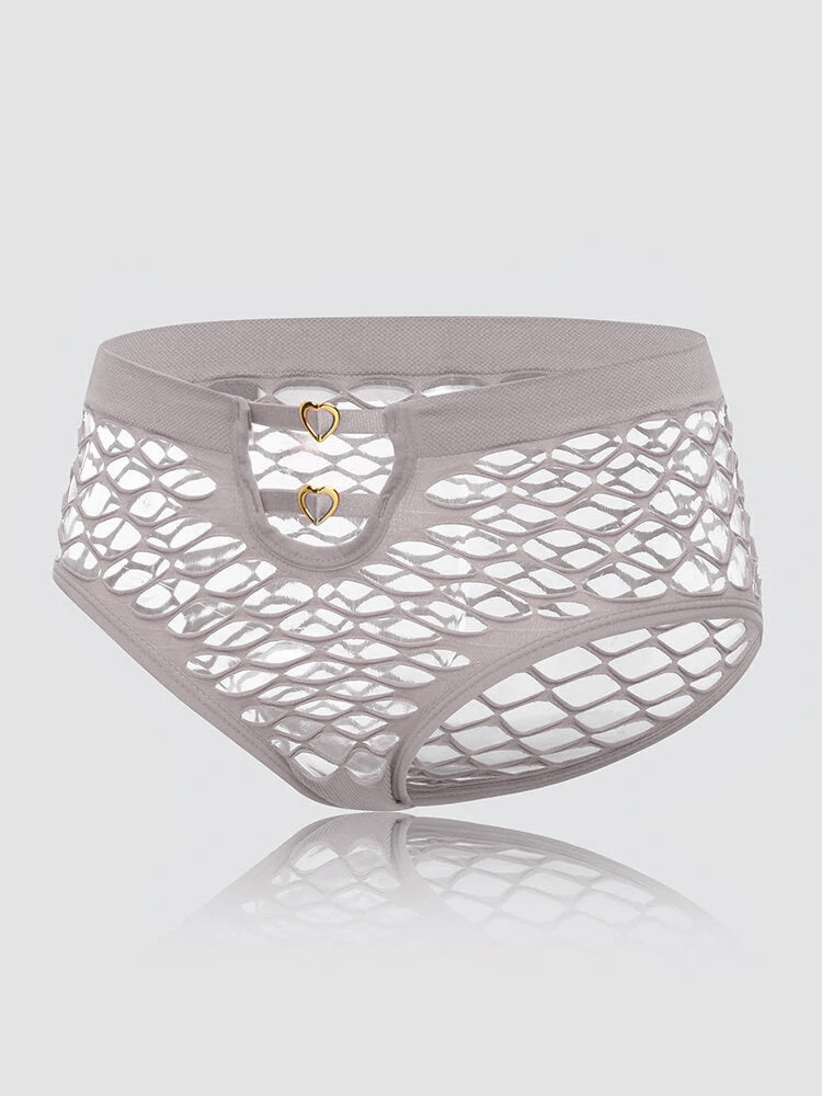 4 Packs Women Plain Fishnet Stretch See Through Breathable Sexy Panties