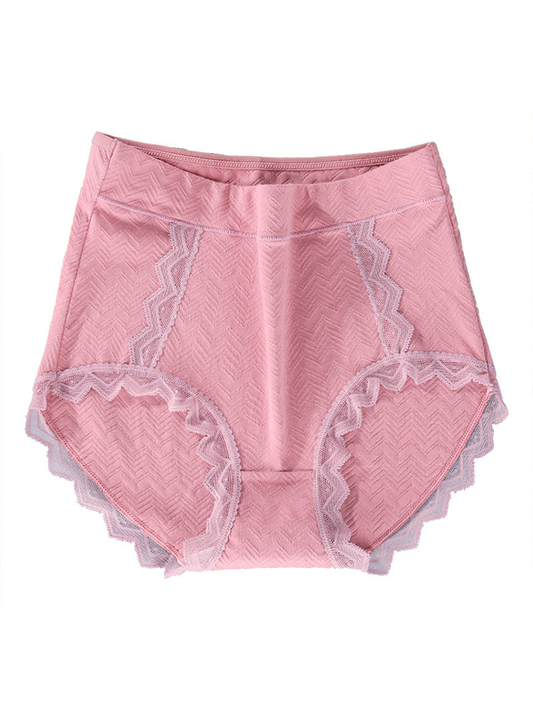 3-Pack Women Plus Size Lace Cotton Underwear High-Cut Panty
