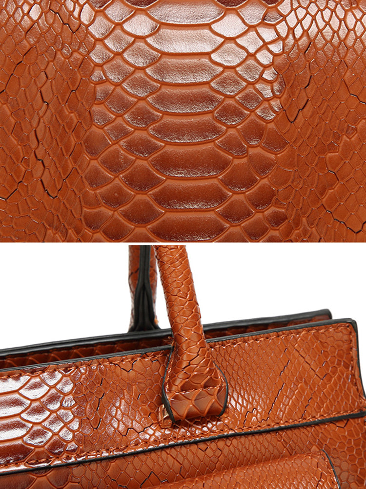 Women Snake Pattern Tote Bag Casual Large Capacity Crossbody Bag
