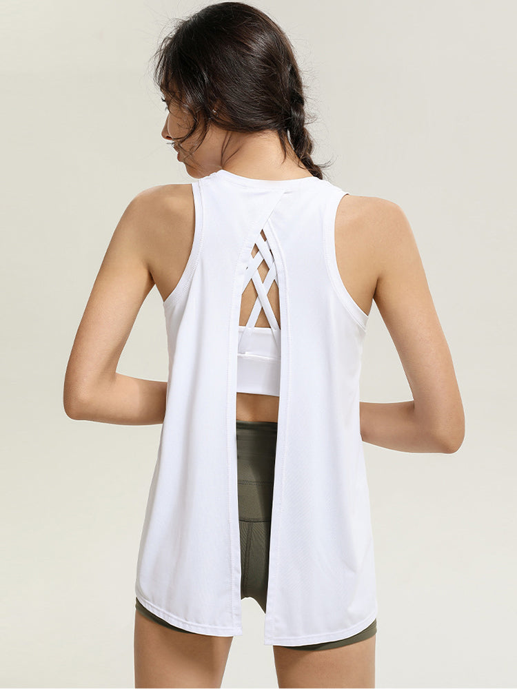 Women Open Back Workout Exercise Athletic Sleeveless Yoga Tank Top Shirts
