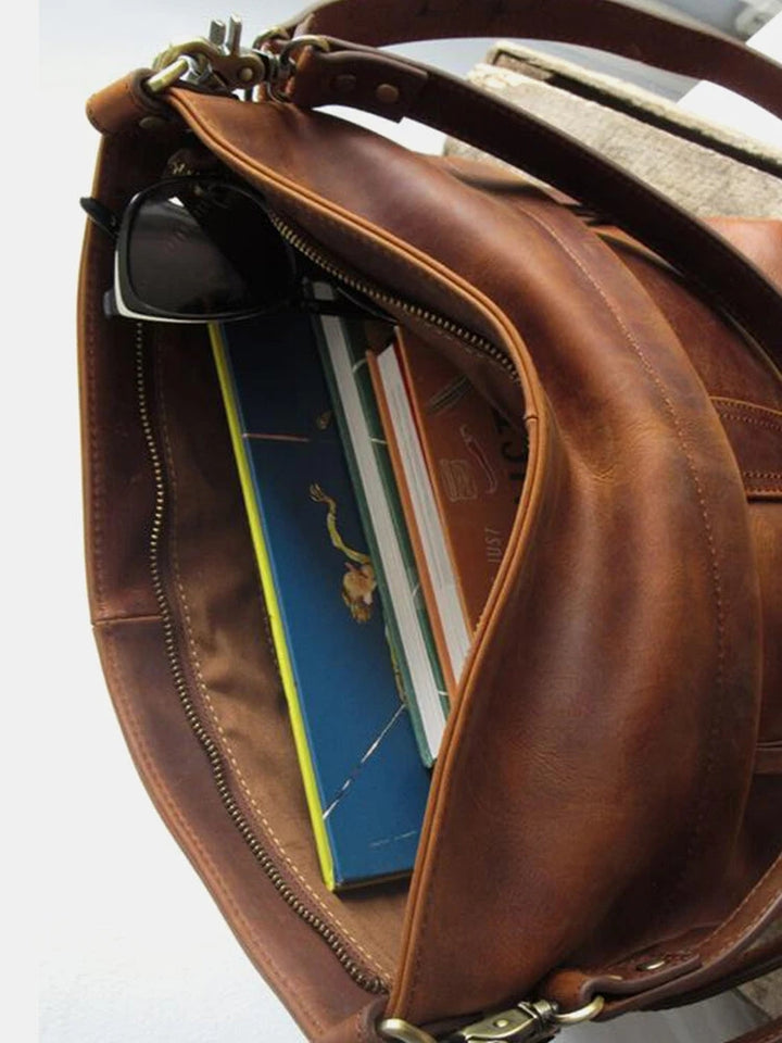 Women Vintage Brown PU Leather Shoulder Bag Crossbody Purse
