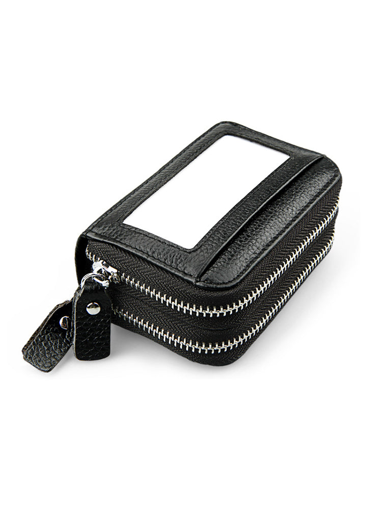 RFID Antimagnetic Genuine Leather 11 Card Slots Card Holder Purse