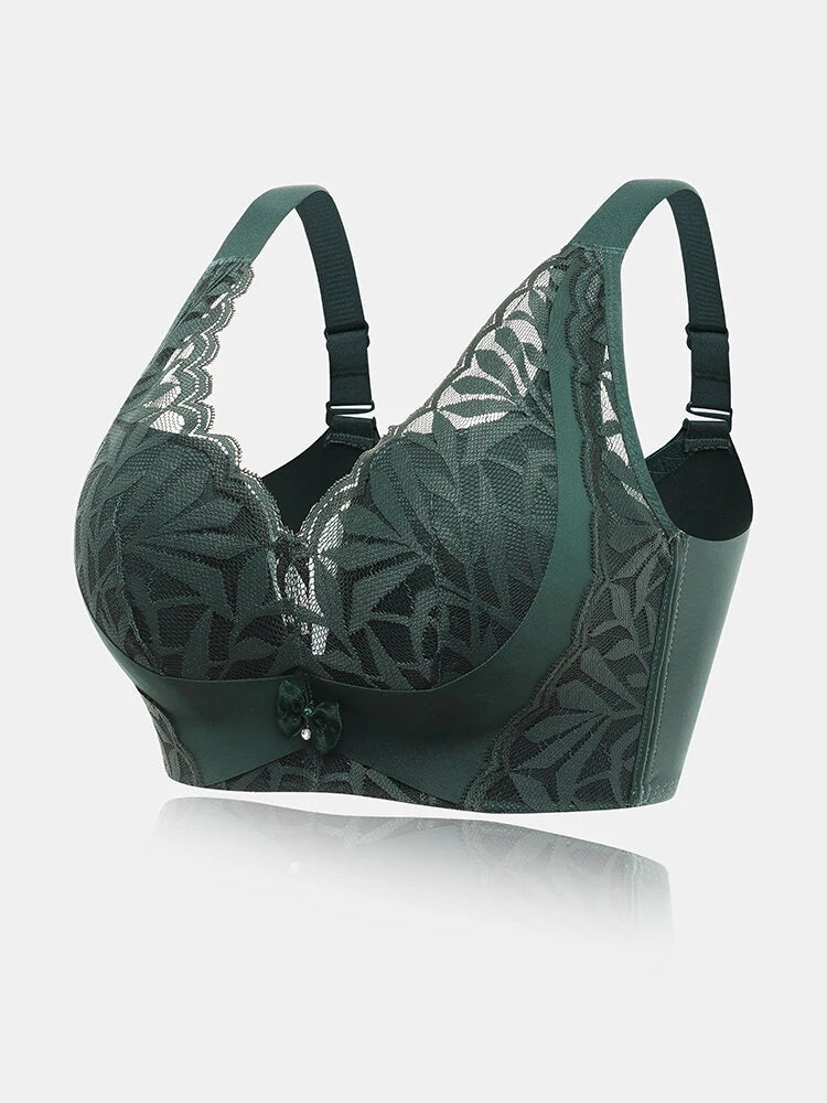 Women Lace Floral Trim Wireless Comfy Thin Bras