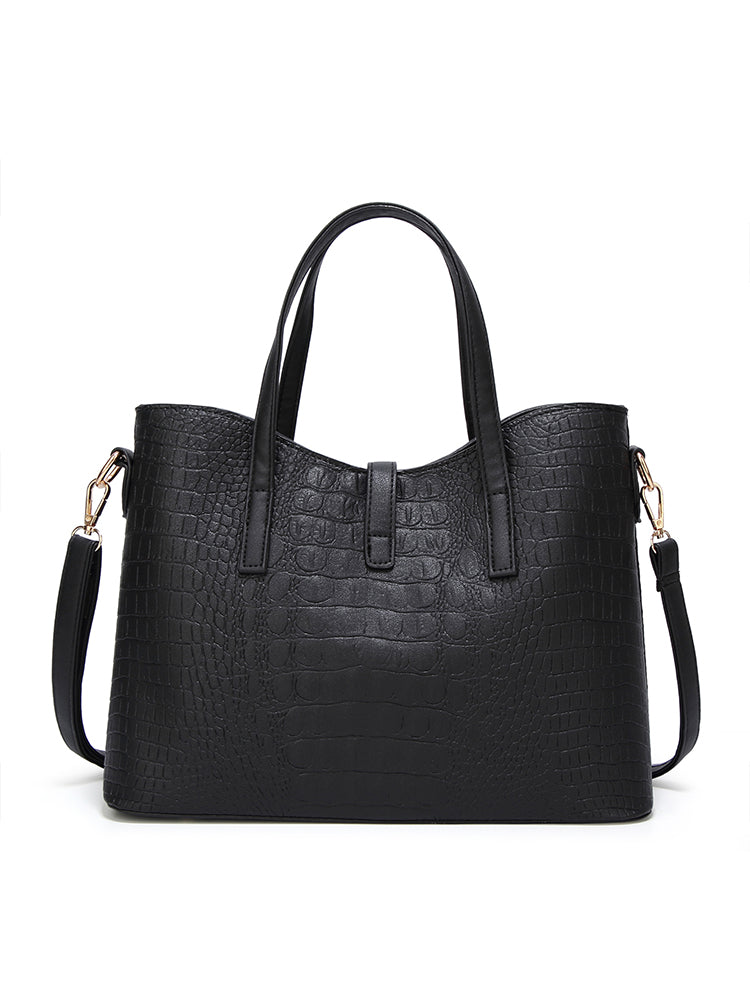 Women's Crocodile Shoulder Bags Tote Satchel Hobo 3pcs Purse Set