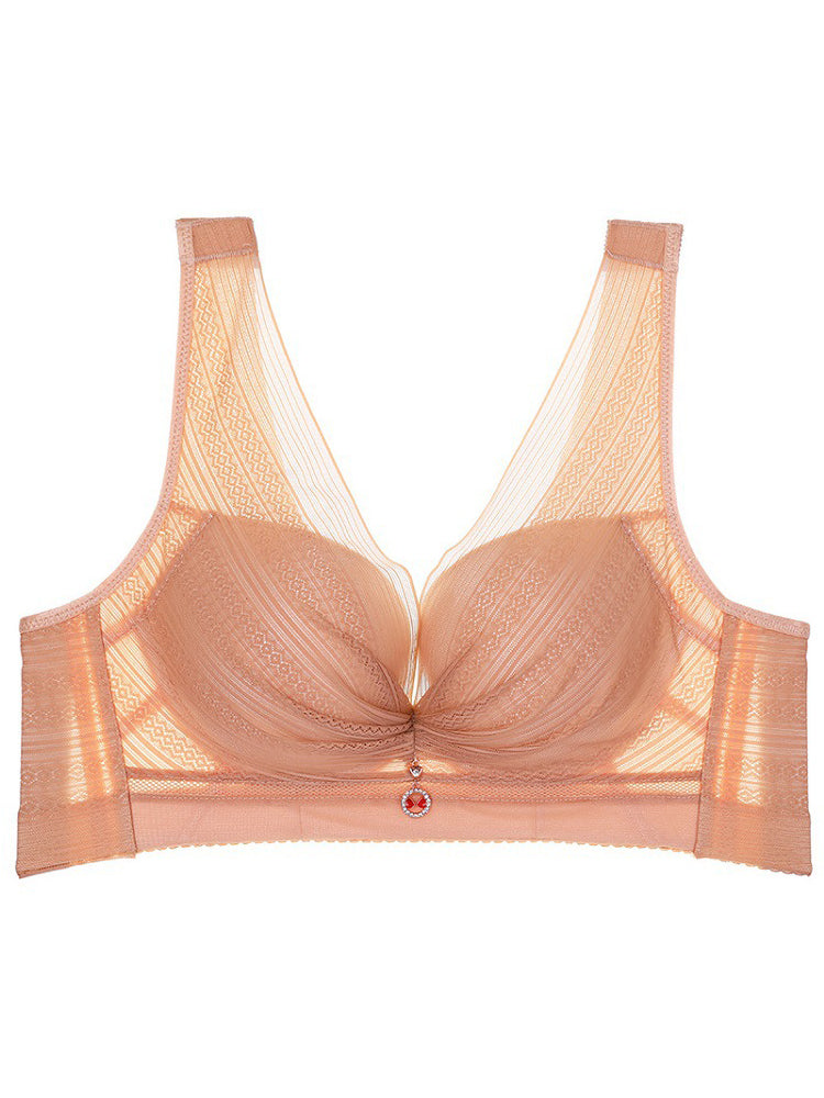 Sexy Deep Plunge Wide Straps Comfort Wireless Bra