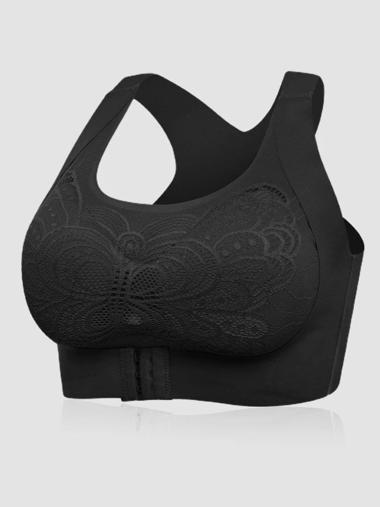Butterfly Lace Front Closure Back Criss Cross Bras with Removable Pad