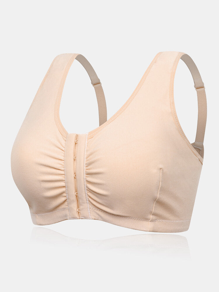 Women Comfort Wireless Cotton Front Close Bra