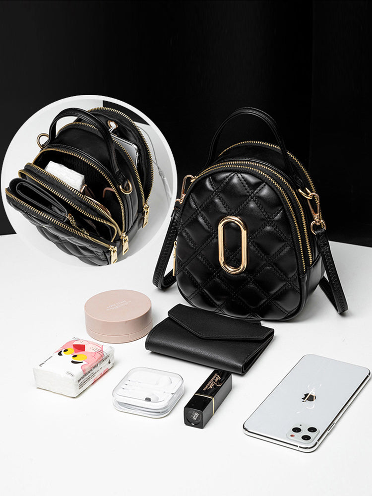 Small Crossbody Bags Diamond Pattern Shoulder Bag with Earphone Hole