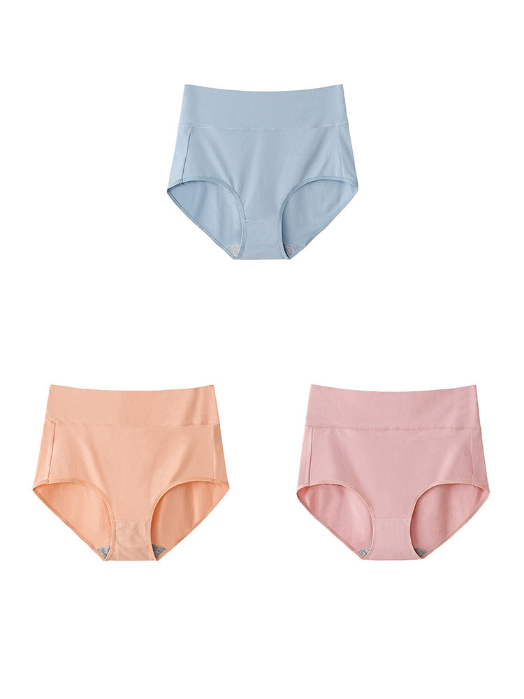 3-Pack Plus Size Breathable Cotton High-Cut Underwears