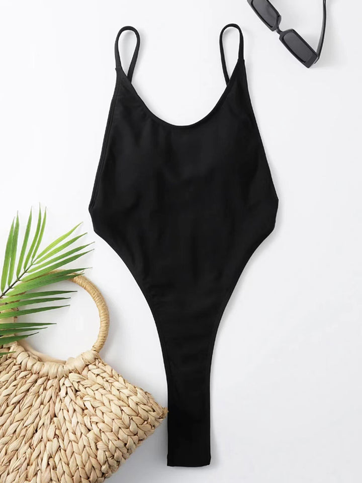 Sexy High Leg Backless One Piece Swimsuit