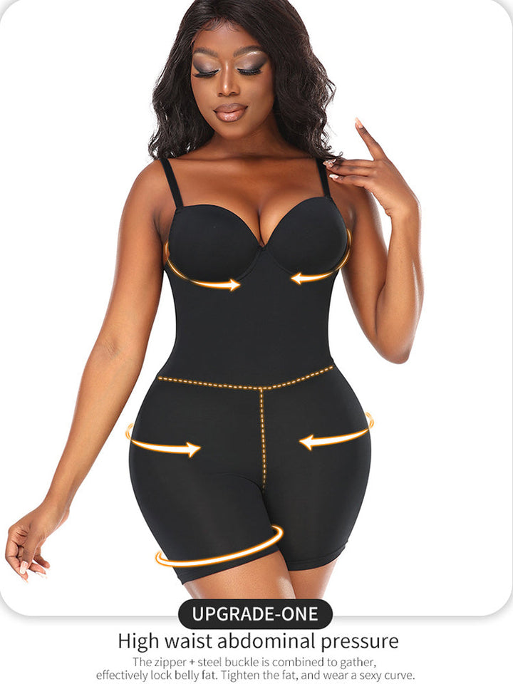 Hip-enhancing Sponge Pad Suspenders Shaper Bodysuit