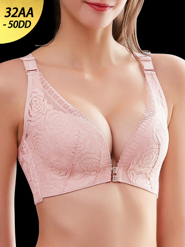 Rose Back Front Closure Wireless Bra