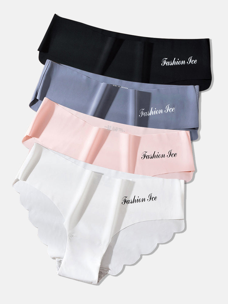 4-Pack Quick-drying Ice Silk Seamless Solid Color Briefs 